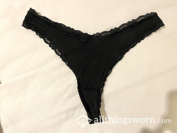 20 Hour Worn Sweet Smelling Black Thong