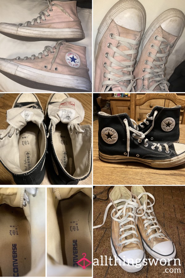 3 Pairs Of WELL WORN 10/10 Smelly Converse High Tops (us Woman’s Sizes 10 & 11)