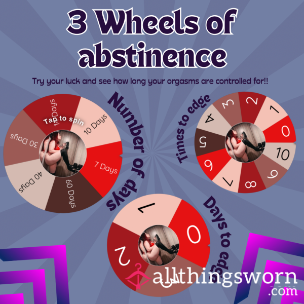 3 Wheels Of Abstinence,  Chast*ty, Orgasm Control!