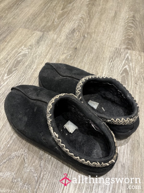 3 Years Old Black UGG Slippers, Completely Worn Out.