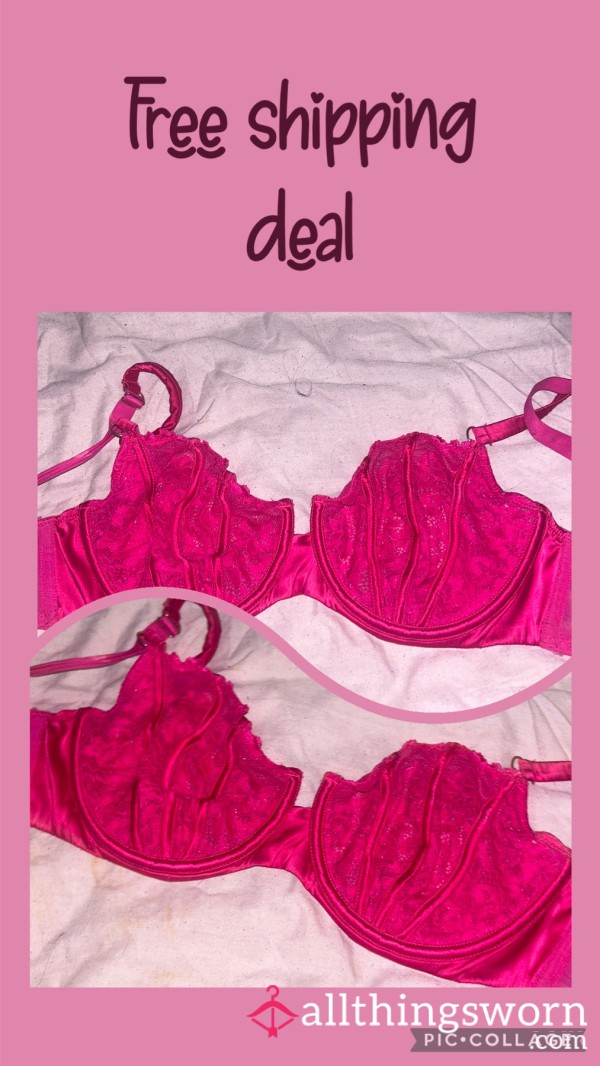 34E Hot Pink Bra | Free Shipping Deal
