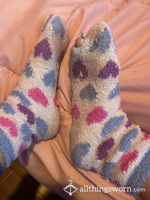 SOLD-4 Day SWEATY Fuzzy Socks (got A Hole In The Toe From Over Wearing LOL)