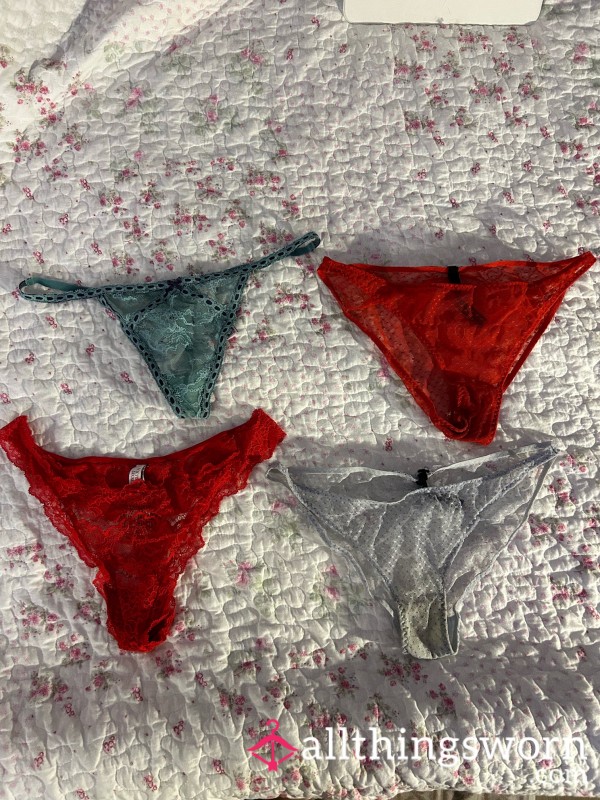 4 Pairs Of Well Worn Panties And Thongs For 80USD Deal !!!