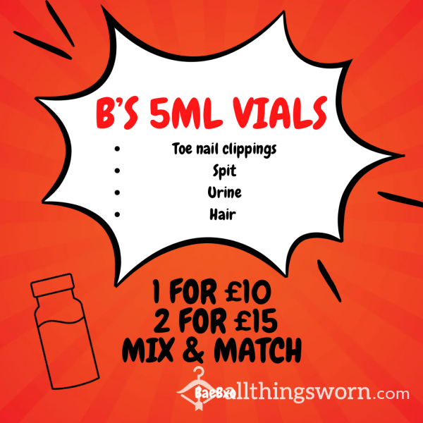 5ml Vials- Spit, Hair, Urine, Toe Nails (10% Off Price For Father’s Day)
