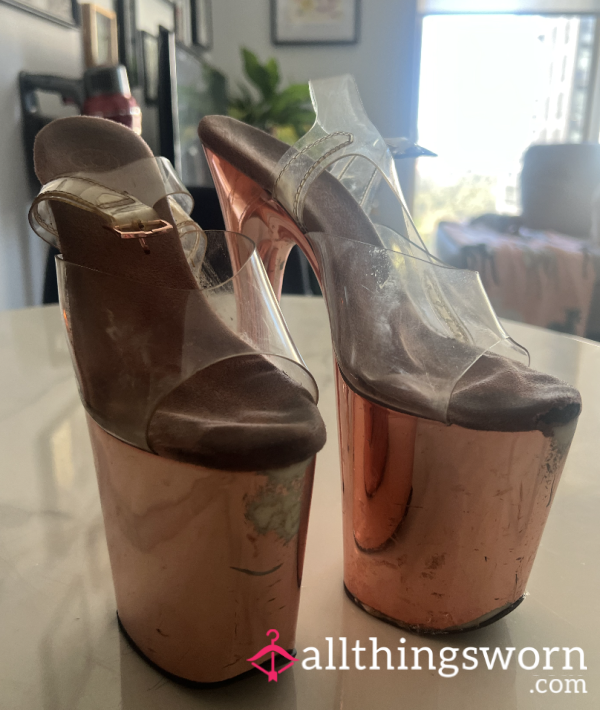 8 Inch Pleaser Stripper Shoes, Size 6 - Rose Gold