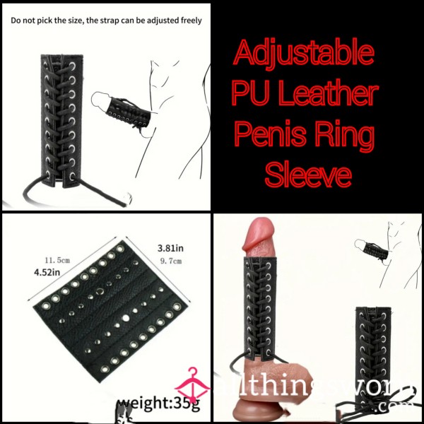 Adjustable PU Leather Penis Ring Sleeve