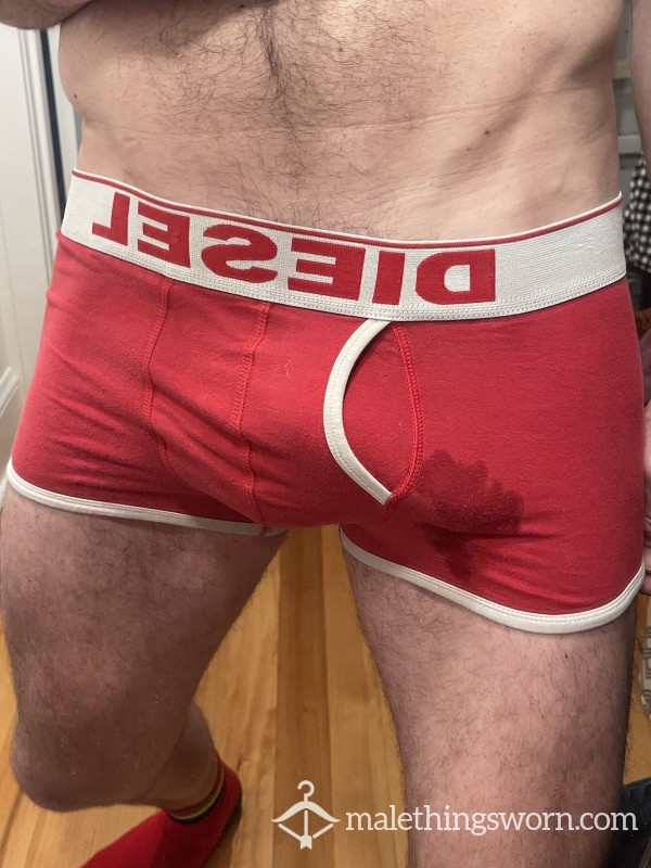 Alpha Lad’s Red Diesel Trunks With Spunk 💦 🩲