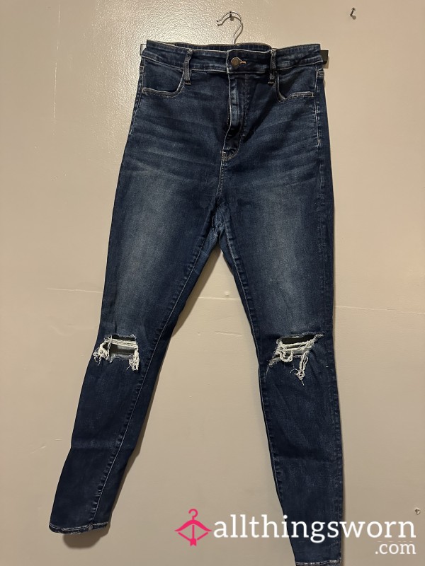 American Eagle Dark Blue 2 Knee Rips 14