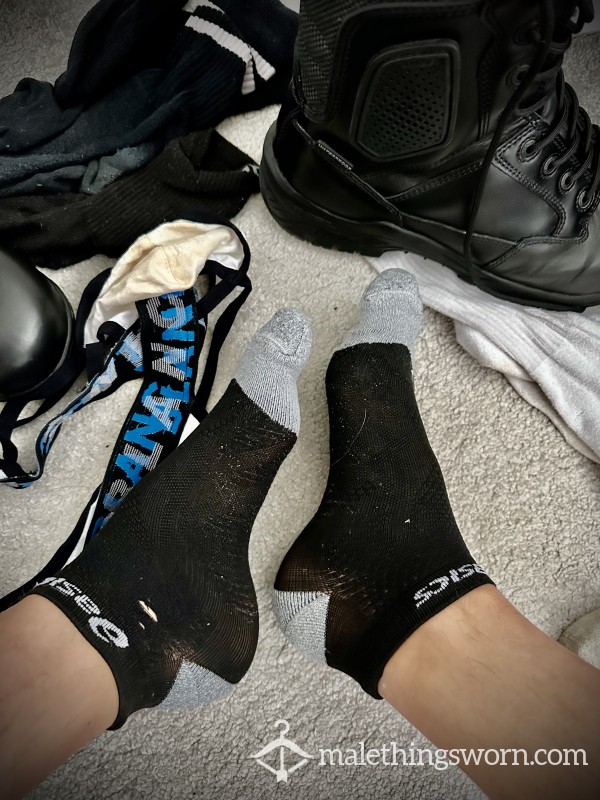 ASICS GYM BLACK SOCKS 🧦 🧦 SWEAT MAN SCENT SKUNKED 💧💧💧👅 🧦🧦🥾 📦 🤪✅