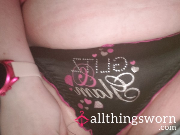 Black And Pink Silky Feel Frilly Glitz And Glam Thong