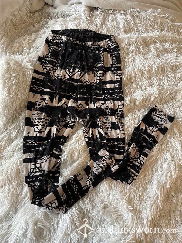 £10 Black And White Cotton Leggings