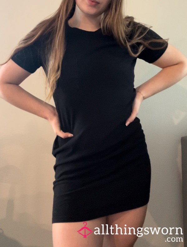 Black Cotton T-Shirt Dress