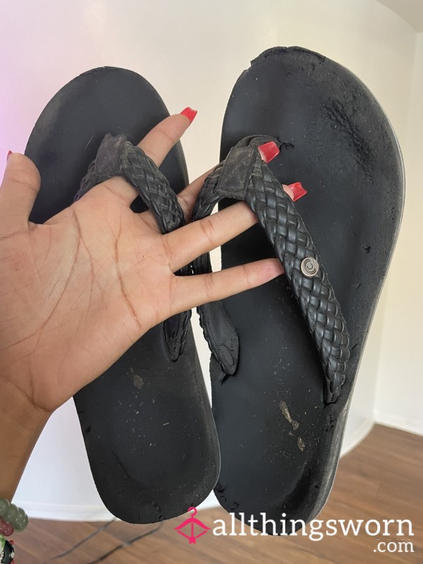 Black Foam Flip Flops (Extreme Wear & Tear)