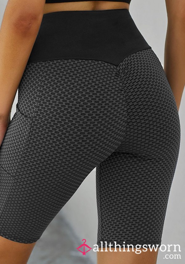 Black Grey Short Gym Leggings