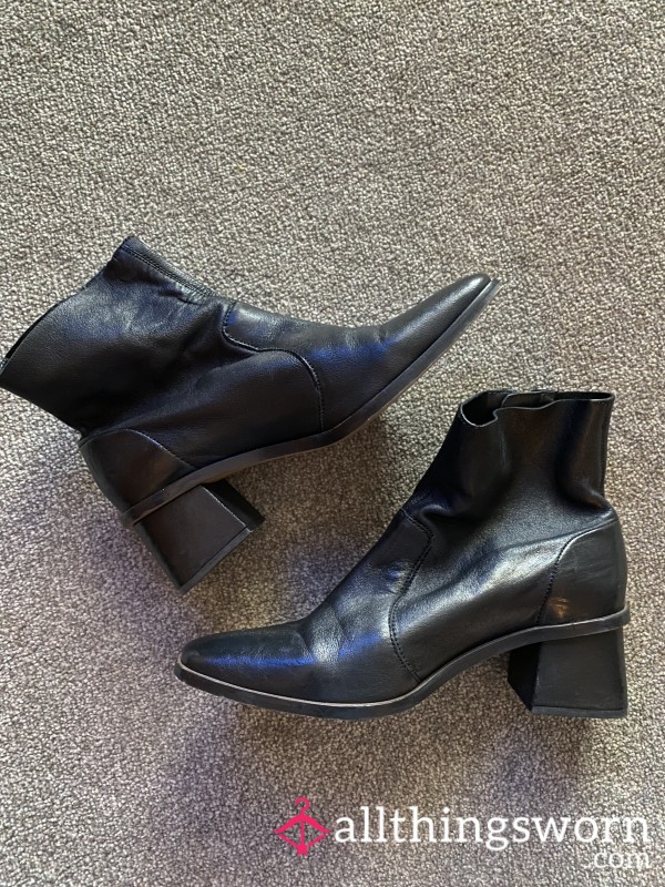 Black Leather Teachers Boots