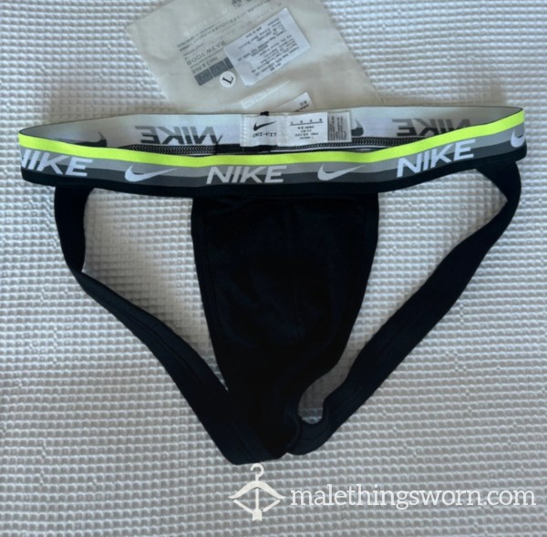 Black Nike Jockstrap With Green/grey Band