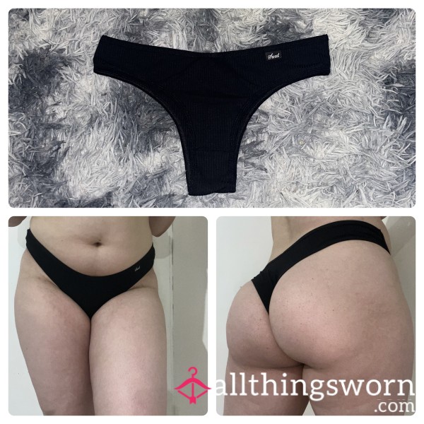 Black Ribbed Panty In Size 12/14