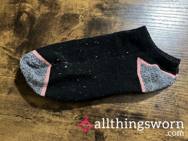 Black Thin Ankle Socks W/ Gray & Peach Toes & Heels - Includes US Shipping & 24 Hr Wear