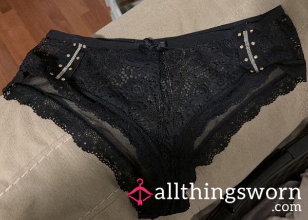 Black Well Worn VS Panty- Bleached Gusset