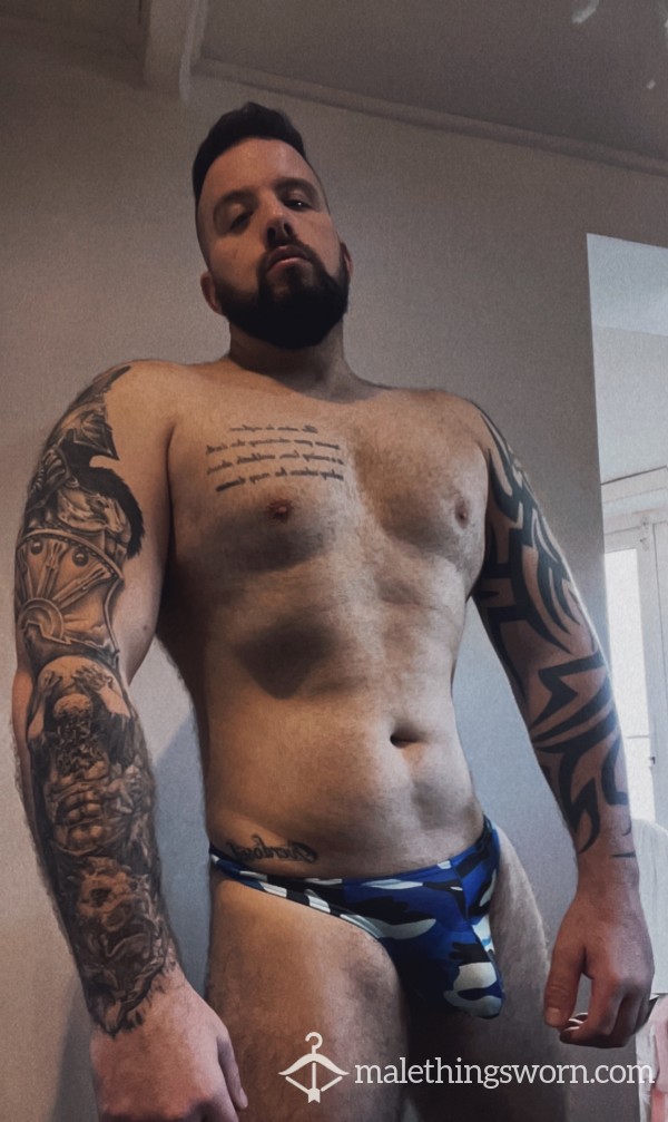 Blue Camo Thong Used, And Available For Extra Customisation