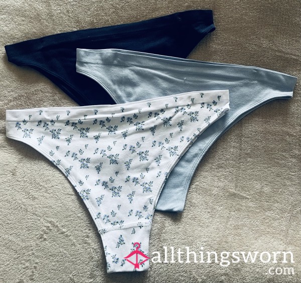 Blue Flower Thongs