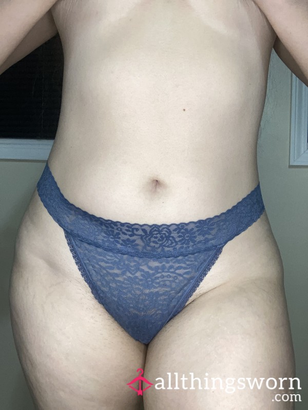 Blue Lace Thong