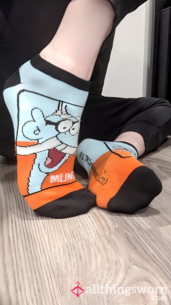 Blue Orange And Black Stinky Cartoon Socks