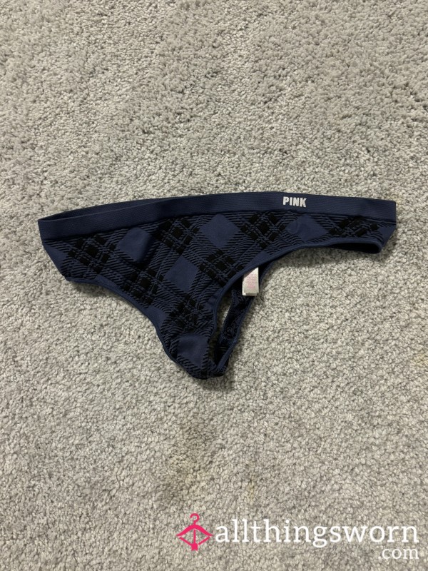 Blue Plaid Thong