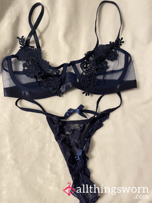 Blue S**y Lace Lingerie Set 24/48/72 Hr Wear