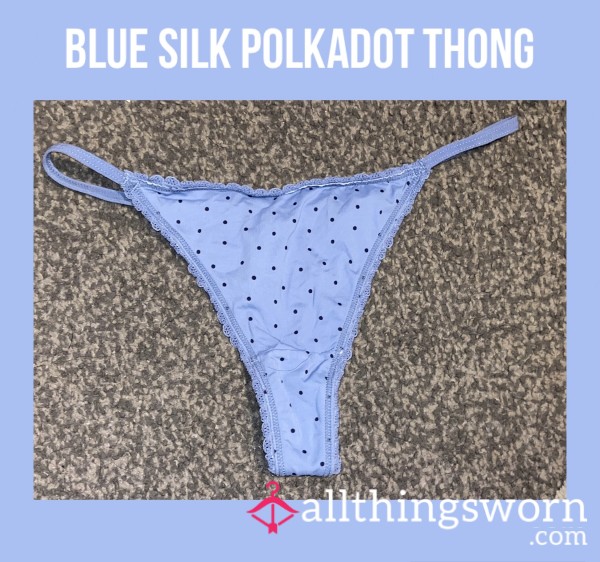 Blue Silk Polkadot Thong🦕