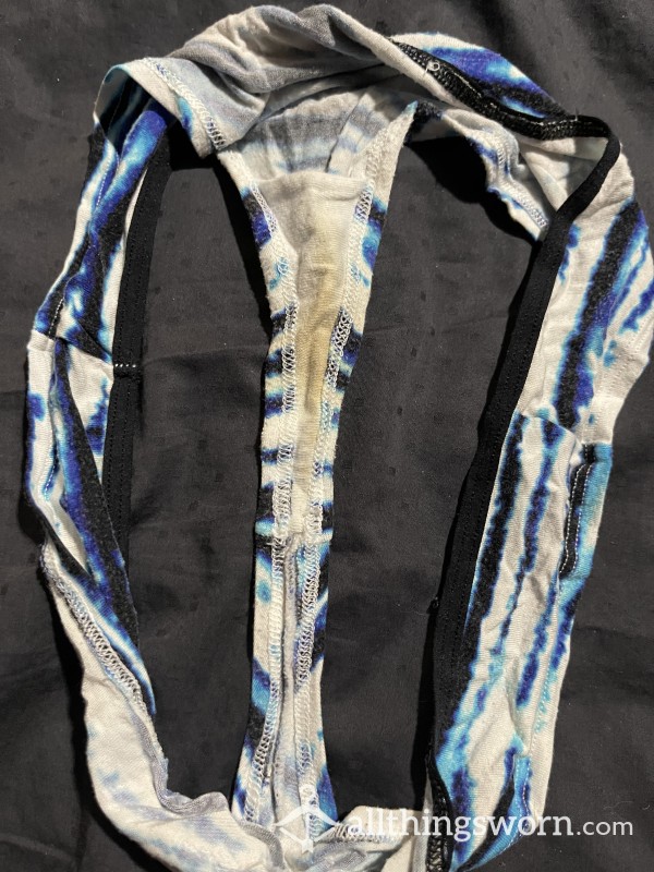 Blue Zebra Thong With Stain