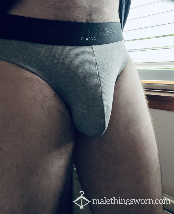 Box Ribbed Grey Briefs (L)