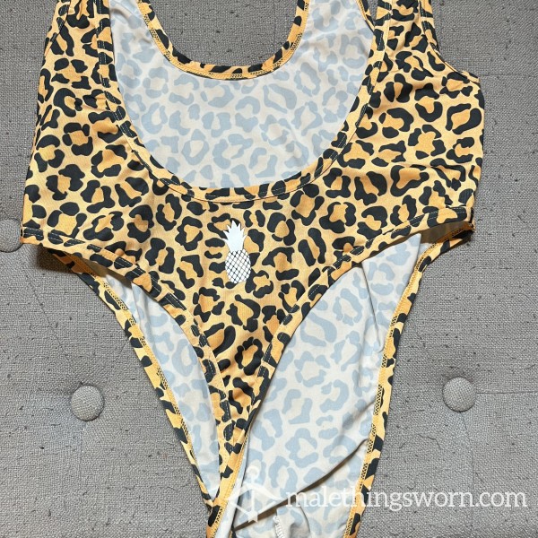 Cheetah Print JJ Malibu Thong Bodysuit