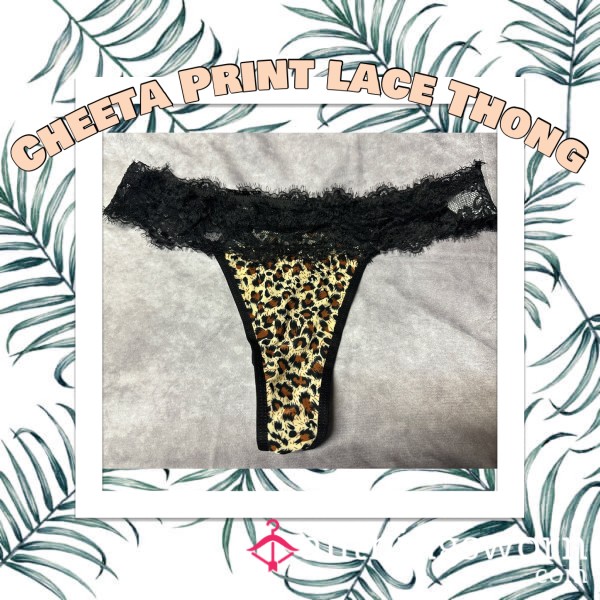 Cheetah Print Lace Thong