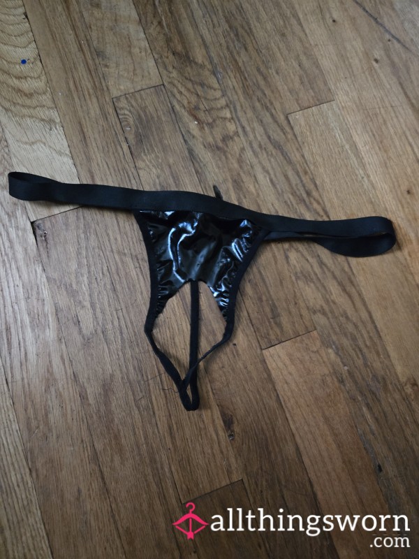 Crotchless Fet**h Thong (bbw, Pleather, Fupa, Fat, Bdsm)