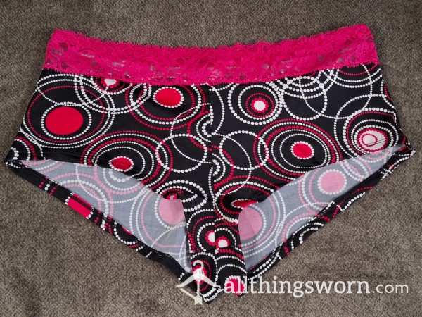 **CLEARANCE**Cute Print With Hot Pink Lace Waistband Panty