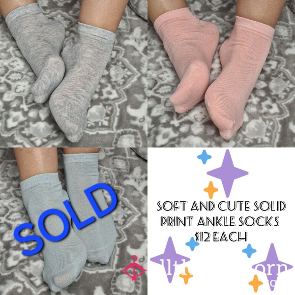 Cute And Soft Solid Print Ankle Socks