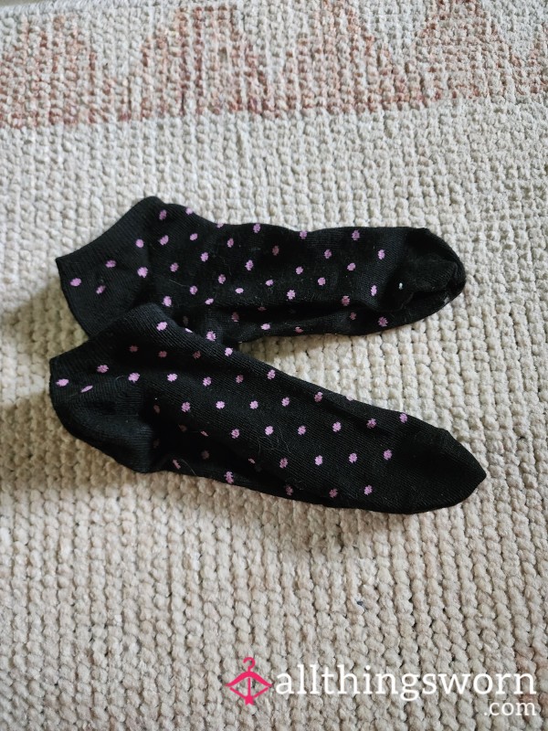 SOLD 4 Day Worn Smelly Black Dot Socks