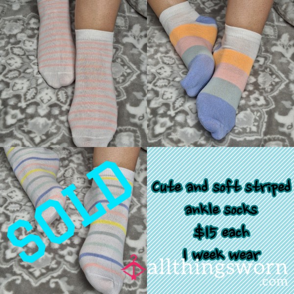 Cute Striped Ankle Socks, 1 Week Wear