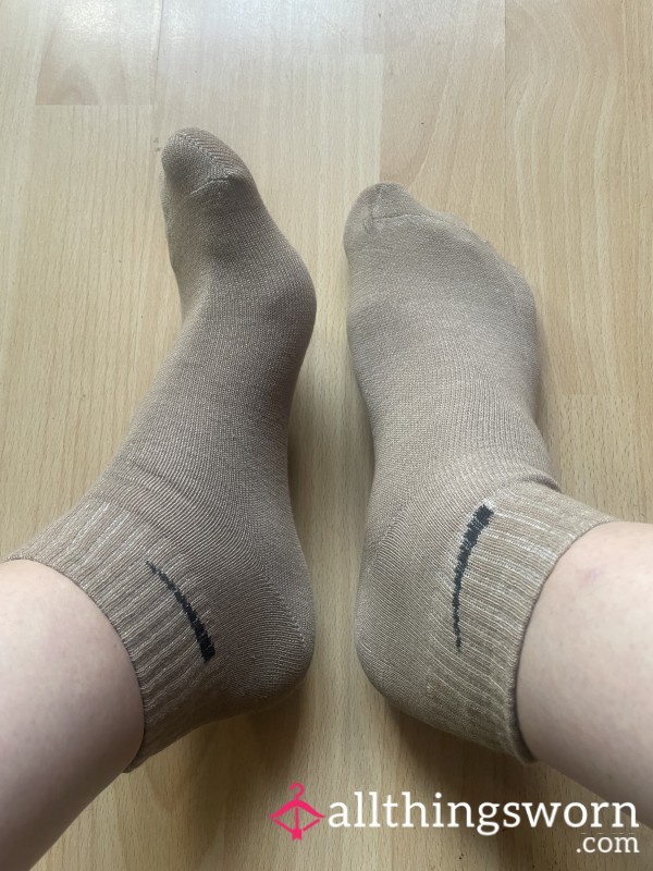 Cute Tan Trainer Socks, 3 Day Wear - Very Smelly