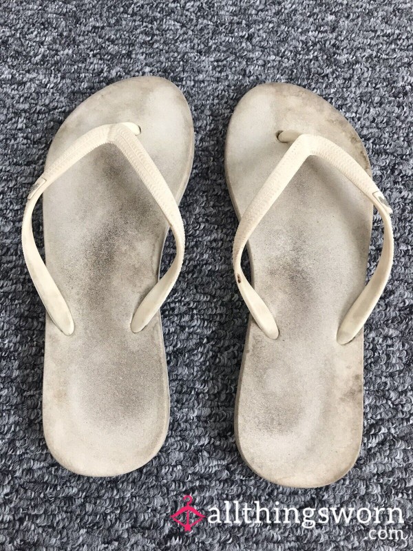 Dirty White Foam Smelly Used Flip Flop