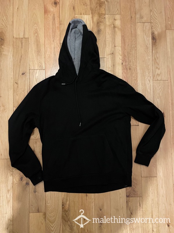 DKNY Black & Grey Hoodie Top Sweatshirt (M) - Surround Your Self In My Man Smell