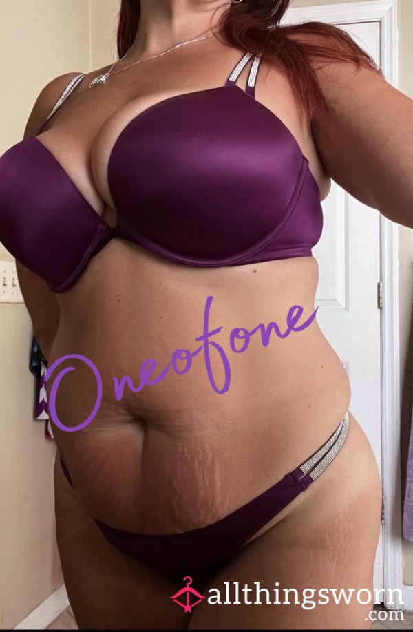 Double Shine Strap VS Grape Soda 40D Bra And Large Thong