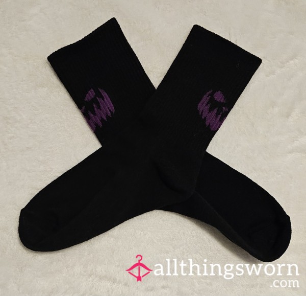 🖤💜Double Trouble (Black W/Purple) GRIN Crew Sock