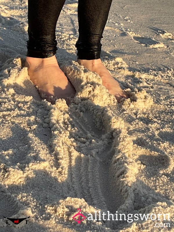 Feet On The Beach With Sand Between My Toes
