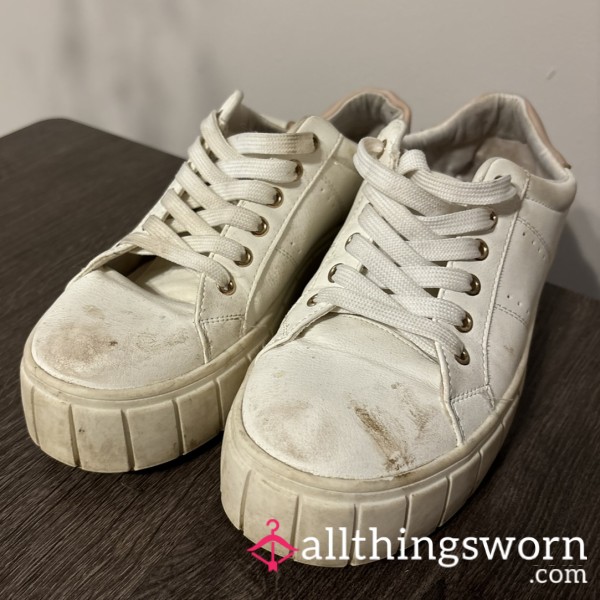 Filthy, Ruined White Plimsoles / Trainers