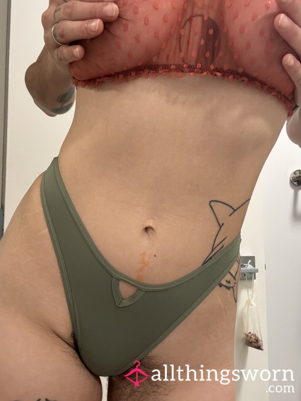 GREEN NYLON THONG