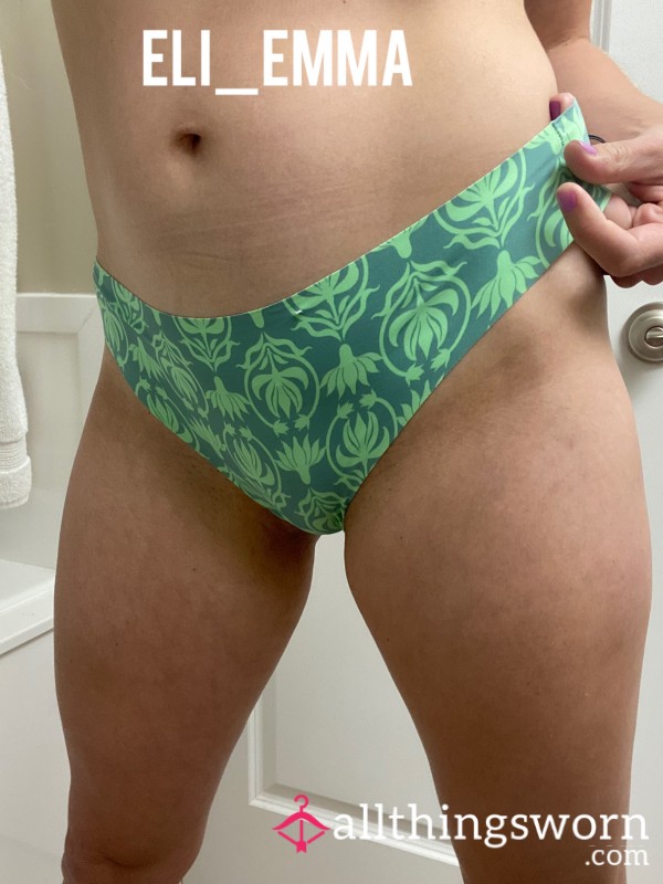 Green/turquoise Thong- Worn 24 Hours + Masturbation