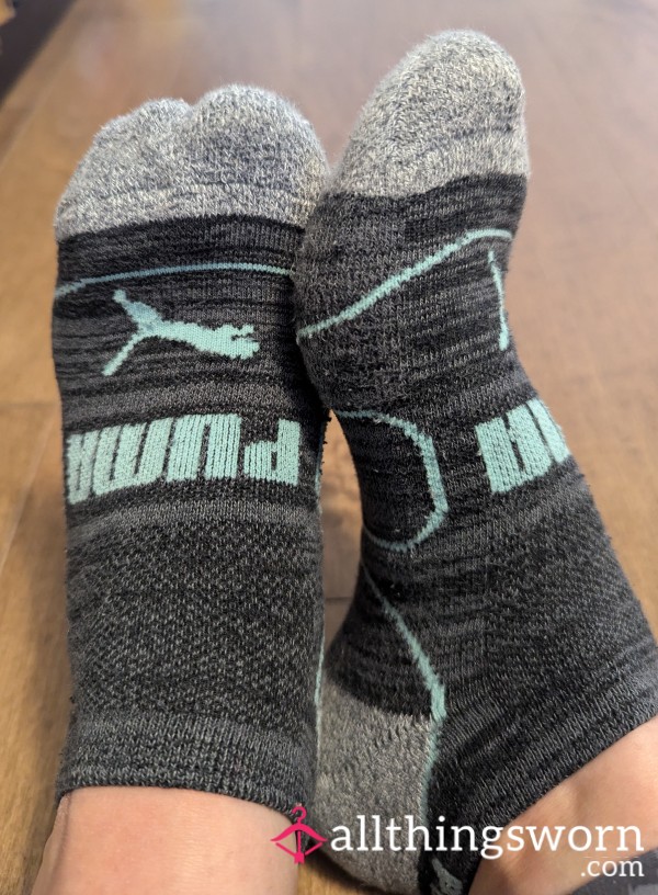 Grey And Blue Puma Socks