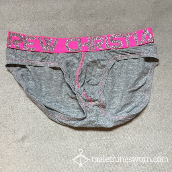 Grey Andrew Christian Pink Band Briefs